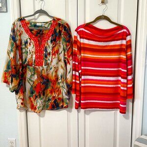 Lot of 2 Women's Plus size 2X tops Kim rogers & Ruby Rd